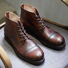 5 holes engraved ankle martin boots retro high-top casual short Leather boots