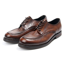 Men's Derby shoes British round toe handmade retro polished leather shoes