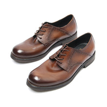 cowhide engraved derby shoes retro hand-polished leather shoes