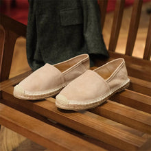 men's sheepskin suede loafers round toe slip-on fisherman shoes