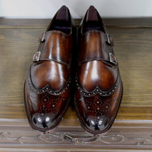 Brogues Full Grain Calf Monk Straps Custom Round Toe Brogues Leather Dress Shoe
