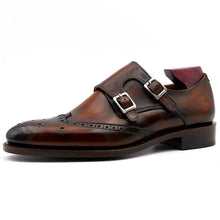 Brogues Full Grain Calf Monk Straps Custom Round Toe Brogues Leather Dress Shoe