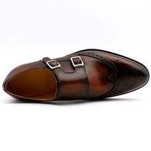 Brogues Full Grain Calf Monk Straps Custom Round Toe Brogues Leather Dress Shoe