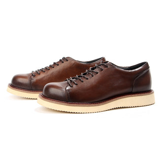 Round face handmade retro color brushed platform shoes sneakers