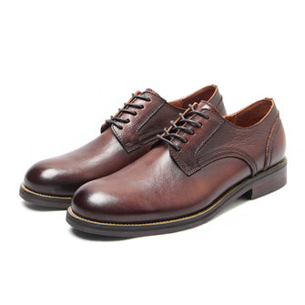 Handmade Polished Derby Shoes British Vintage Platform Leather Shoes