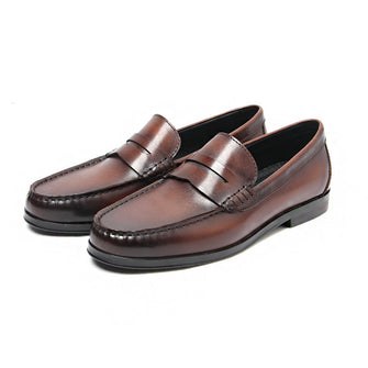 men's slip-on loafers British retro distressed top layer cowhide loafers